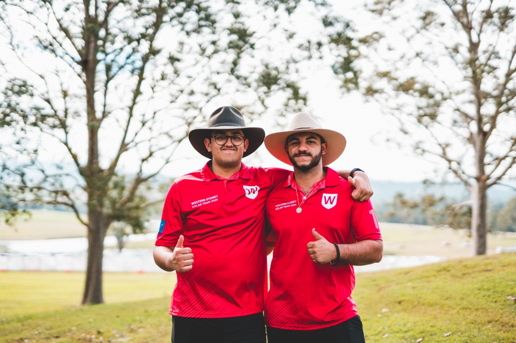 Ameer and Alex with their new Akubras